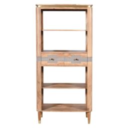 IH Design Alicia Acacia Wood 2 Drawers Large Open Bookcase in Grey - thumbnail 1