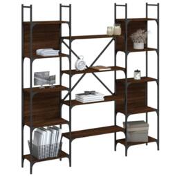 Berkfield Home Decorative Bookshelf Brown Oak 155.5x24x166.5 cm Engineered Wood - thumbnail 4