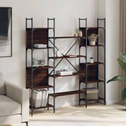 Berkfield Home Decorative Bookshelf Brown Oak 155.5x24x166.5 cm Engineered Wood - thumbnail 1
