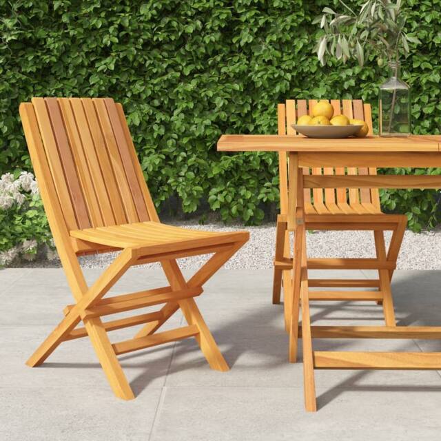 Berkfield Home Folding Garden Chairs 2 pcs 47x47x89 cm Solid Wood Teak in Brown - Size: 47 x 47 x 89 cm - image 1