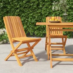 Berkfield Home Folding Garden Chairs 2 pcs 47x47x89 cm Solid Wood Teak in Brown - Size: 47 x 47 x 89 cm - thumbnail 1