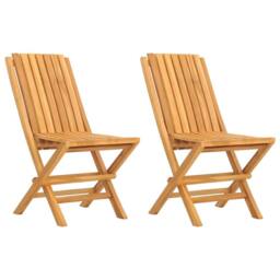 Berkfield Home Folding Garden Chairs 2 pcs 47x47x89 cm Solid Wood Teak in Brown - Size: 47 x 47 x 89 cm - thumbnail 2