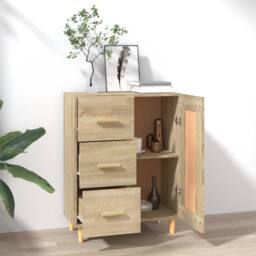 Berkfield Home Sideboard Sonoma Oak 69.5x34x90 cm Engineered Wood in Light Tan - thumbnail 1