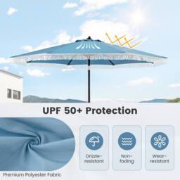 Gymax 9 FT Patio Umbrella Tassel Umbrella With Fringe Tilt & Vented Top in Light Blue - thumbnail 6
