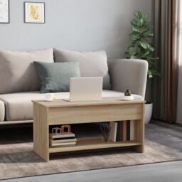 Berkfield Home 809650 Coffee Table Sonoma Oak 102x50x52, 5 cm Engineered Wood in Brown - thumbnail 3