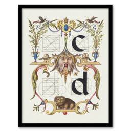 Artery8 Pictoral Letter Guide C & D Calligraphy Framed Wall Art Print in White - Size: A4 - thumbnail 1