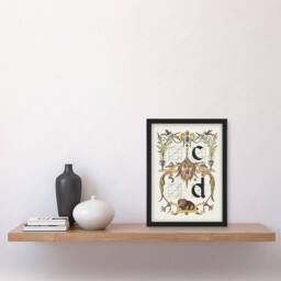 Artery8 Pictoral Letter Guide C & D Calligraphy Framed Wall Art Print in White - Size: A4 - thumbnail 4