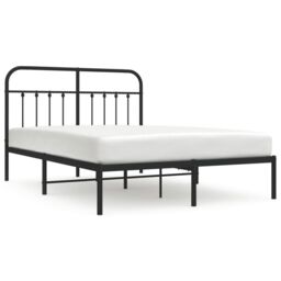 Berkfield Home Metal Bed Frame with Headboard Black 140x200 cm - thumbnail 2