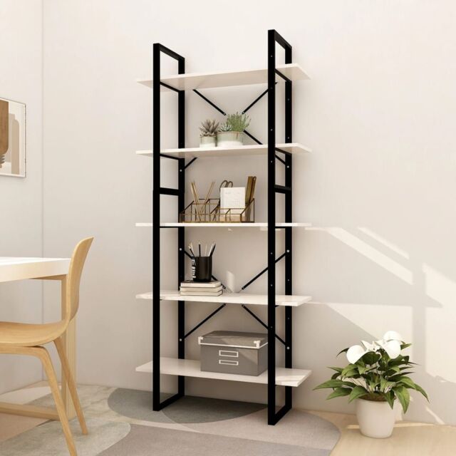 Berkfield Home 5-Tier Book Cabinet White 80x30x175 cm Pinewood - Size: 80 x 30 x 175 cm - image 1