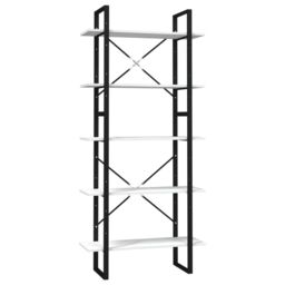 Berkfield Home 5-Tier Book Cabinet White 80x30x175 cm Pinewood - Size: 80 x 30 x 175 cm - thumbnail 2