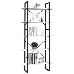 Berkfield Home 5-Tier Book Cabinet White 80x30x175 cm Pinewood - Size: 80 x 30 x 175 cm - thumbnail 3
