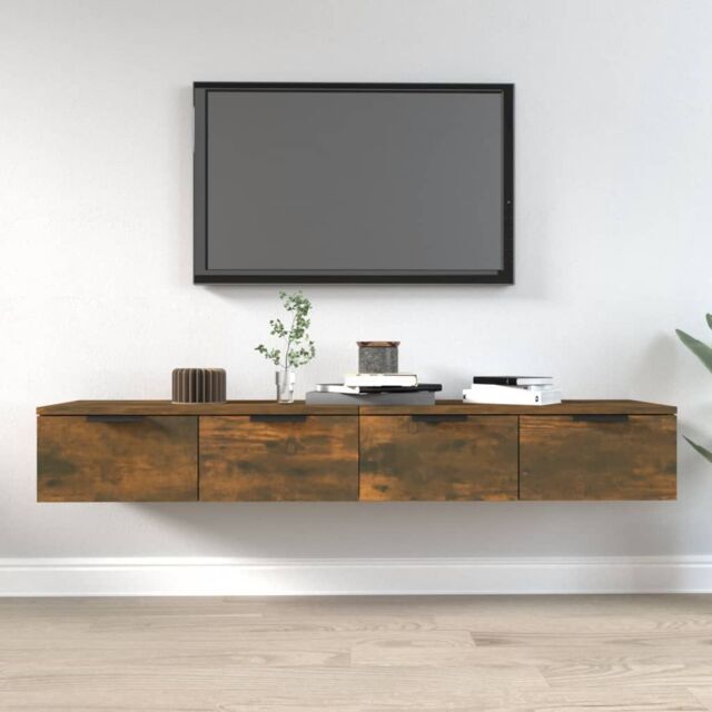 Berkfield Home Wall Cabinets 2 pcs Smoked Oak 68x30x20 cm Engineered Wood in Brown - Size: 68 x 30 x 20 cm - image 1
