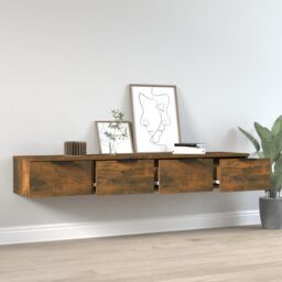 Berkfield Home Wall Cabinets 2 pcs Smoked Oak 68x30x20 cm Engineered Wood in Brown - Size: 68 x 30 x 20 cm - thumbnail 3