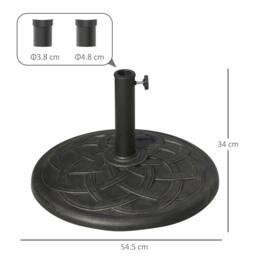 OUTSUNNY 19KG Garden Parasol Base Stand Metal Patio Sun Umbrella Holder Resin in Bronze - thumbnail 3
