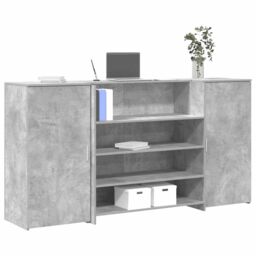 Berkfield Home Reception Desk Concrete Grey 200x50x103.5 cm Engineered Wood - thumbnail 1