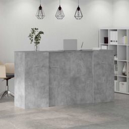 Berkfield Home Reception Desk Concrete Grey 200x50x103.5 cm Engineered Wood - thumbnail 4