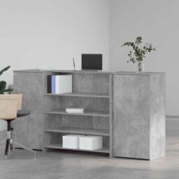 Berkfield Home Reception Desk Concrete Grey 200x50x103.5 cm Engineered Wood - thumbnail 3