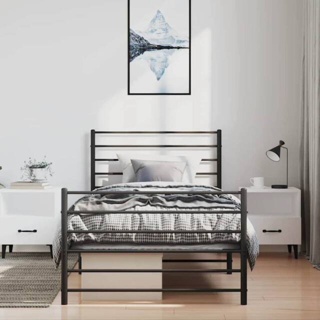 Berkfield Home Metal Bed Frame with Headboard & Footboard Black 100x190 cm - image 1