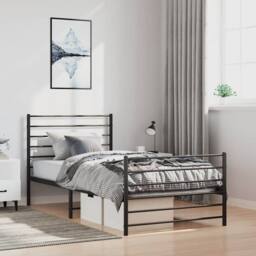 Berkfield Home Metal Bed Frame with Headboard & Footboard Black 100x190 cm - thumbnail 2