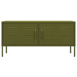 Berkfield Home TV Cabinet Olive Green 105x35x50 cm Steel - Size: 105 x 35 x 50 cm - thumbnail 3