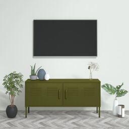 Berkfield Home TV Cabinet Olive Green 105x35x50 cm Steel - Size: 105 x 35 x 50 cm