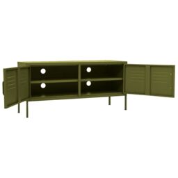 Berkfield Home TV Cabinet Olive Green 105x35x50 cm Steel - Size: 105 x 35 x 50 cm - thumbnail 6