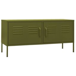 Berkfield Home TV Cabinet Olive Green 105x35x50 cm Steel - Size: 105 x 35 x 50 cm - thumbnail 2
