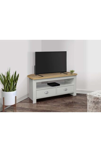 Birlea Corner TV Unit Cream Highgate Entertainment & Oak Farmhouse Shabby Chic in Grey - image 1