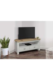Birlea Corner TV Unit Cream Highgate Entertainment & Oak Farmhouse Shabby Chic in Grey - thumbnail 1