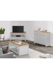 Birlea Corner TV Unit Cream Highgate Entertainment & Oak Farmhouse Shabby Chic in Grey - thumbnail 2