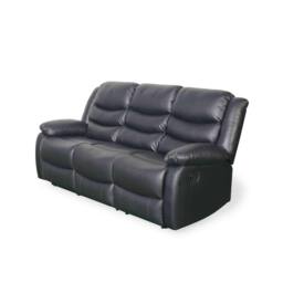 Furnishings For Less UK Cortland Leather Look 3 Seater Manual Reclining Sofa Black - thumbnail 4