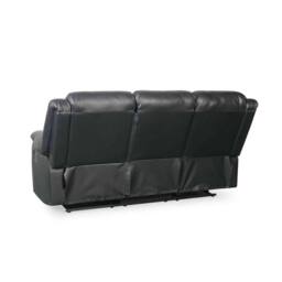 Furnishings For Less UK Cortland Leather Look 3 Seater Manual Reclining Sofa Black - thumbnail 7