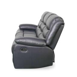 Furnishings For Less UK Cortland Leather Look 3 Seater Manual Reclining Sofa Black - thumbnail 6