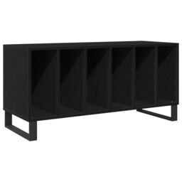 Berkfield Home Record Cabinet Black Oak 100x38x48 cm Engineered Wood - Size: 100 x 38 x 48 cm - thumbnail 2