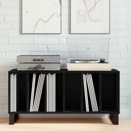 Berkfield Home Record Cabinet Black Oak 100x38x48 cm Engineered Wood - Size: 100 x 38 x 48 cm - thumbnail 4