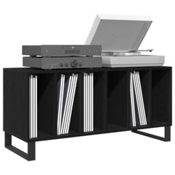 Berkfield Home Record Cabinet Black Oak 100x38x48 cm Engineered Wood - Size: 100 x 38 x 48 cm - thumbnail 3