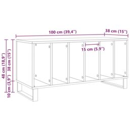 Berkfield Home Record Cabinet Black Oak 100x38x48 cm Engineered Wood - Size: 100 x 38 x 48 cm - thumbnail 9