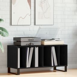 Berkfield Home Record Cabinet Black Oak 100x38x48 cm Engineered Wood - Size: 100 x 38 x 48 cm