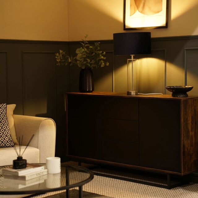 ValueLights Balan Glass & Brushed Chrome Table Lamp with Velvet Drum Lamp Shade in Dusty Pink - image 1