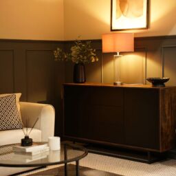 ValueLights Balan Glass & Brushed Chrome Table Lamp with Velvet Drum Lamp Shade in Dusty Pink - thumbnail 4