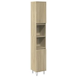 Berkfield Home Bathroom Cabinet Sonoma Oak 30x30x190cm Engineered Wood in Brown - Size: 30 x 30 x 190 cm - thumbnail 2