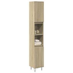 Berkfield Home Bathroom Cabinet Sonoma Oak 30x30x190cm Engineered Wood in Brown - Size: 30 x 30 x 190 cm - thumbnail 1