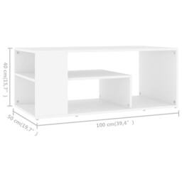 Berkfield Home Coffee Table White 100x50x40 cm Engineered Wood - Size: 100 x 50 x 40 cm - thumbnail 6