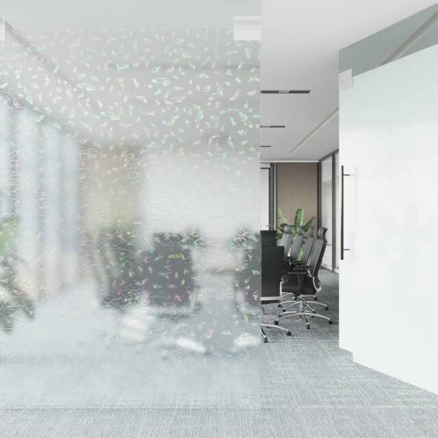 Berkfield Home Decorative Window Film Frosted 3D Rainbow Pattern 90x1000 cm PVC in White - image 1
