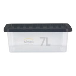 simpa 7L Stackable Compact Plastic Storage Boxes - Set of 5 in Clear - thumbnail 2