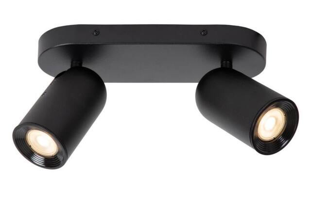 Lucide 'PUNCH' Dimmable Tiltable Adjustable Twin Ceiling Spotlight 2xGU10 in Black - image 1