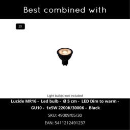 Lucide 'PUNCH' Dimmable Tiltable Adjustable Twin Ceiling Spotlight 2xGU10 in Black - thumbnail 6