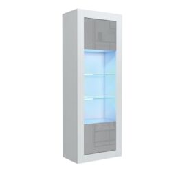 Creative Furniture Illume Display Cabinet 170cm - A Stylish & Modern Cabinet with Glass Shelves & LED Lights in Grey - thumbnail 3