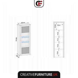 Creative Furniture Illume Display Cabinet 170cm - A Stylish & Modern Cabinet with Glass Shelves & LED Lights in Grey - thumbnail 4