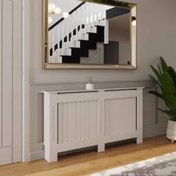FWStyle Vertical Slat Large White Radiator Cover (H) 82.3 (W) 152cm (D) 19cm - thumbnail 1